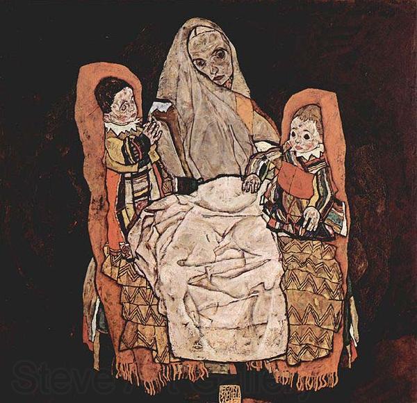 Egon Schiele Mutter mit zwei Kindern France oil painting art